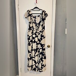 Floral Maxi Dress in Black and Cream